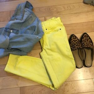 J. Crew yellow matchstick jeans